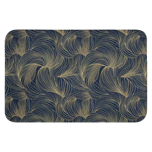 Abstract - Lijnen - Blauw - Goud Badmat klein 997 -3d