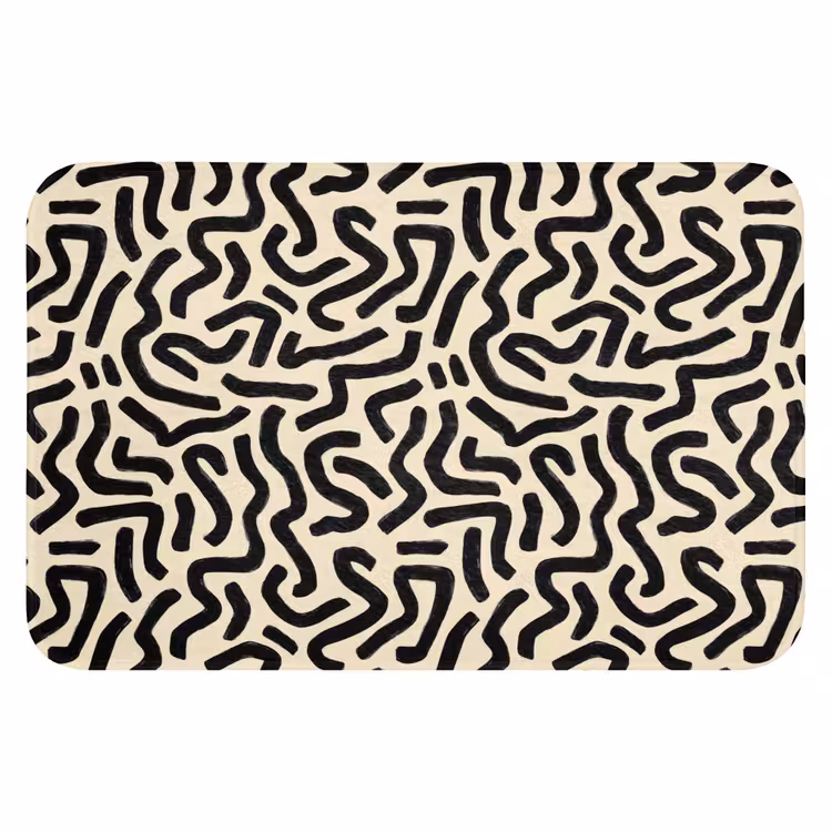 Abstract - Lijnen - Zwart Badmat klein 997 -3d