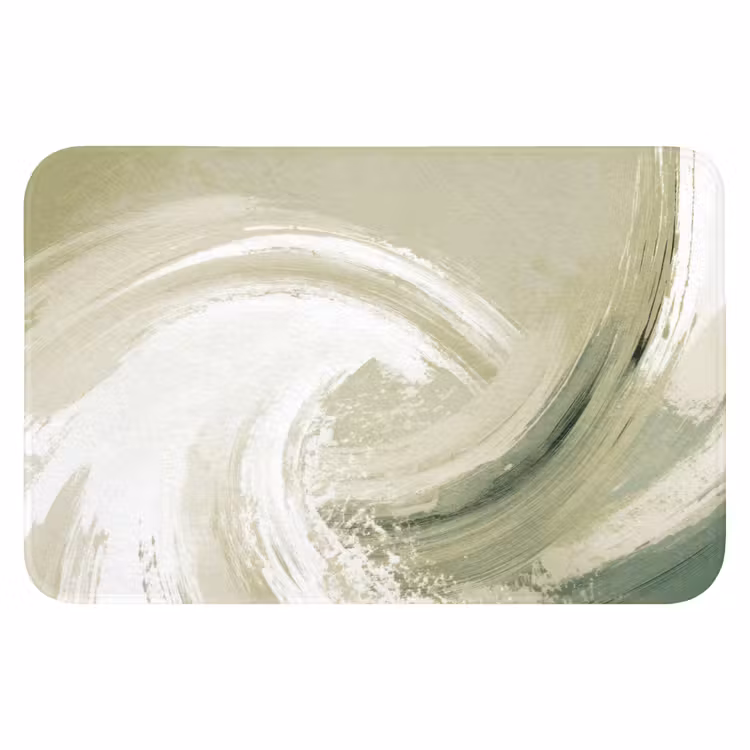 Abstract - Penseelstreken - Golven - Groen Badmat klein -3d