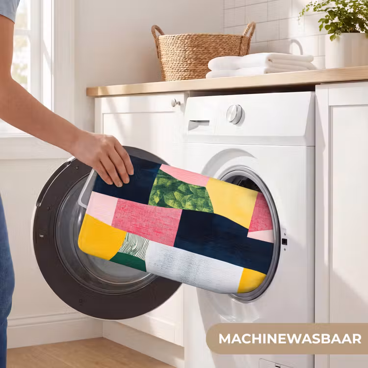 Abstract - Roze - Lappen - Vormen - Geel Badmat klein -USP_WasbaarNL