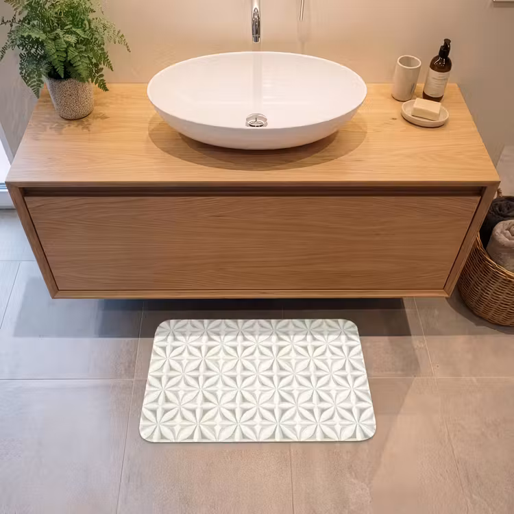 Abstract - Structuur - Grijs - Wit Badmat klein 997 -sfeer1