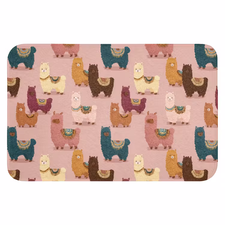 Alpaca's - Patroon - Kleurrijk Badmat klein 997 -3d