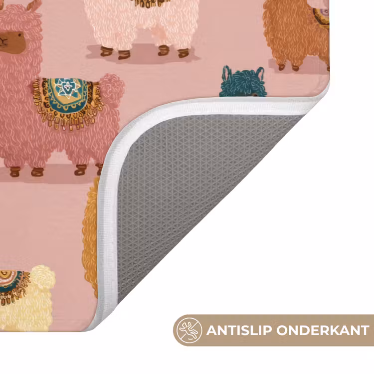 Alpaca's - Patroon - Kleurrijk Badmat klein 997 -USP_AntislipNL