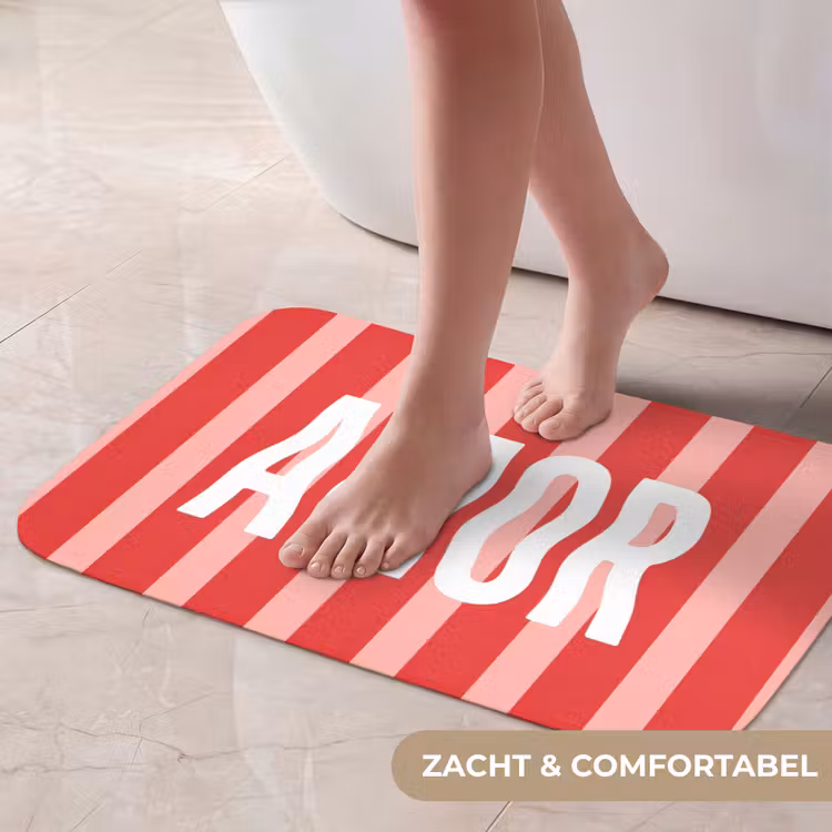 Amor - Strepen - Rood - Roze Badmat klein -USP_ZachtNL