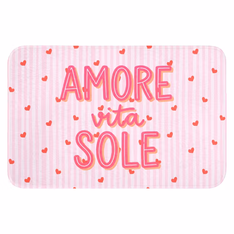 Amore vita sole - Roze - Hartjes Badmat klein -3d