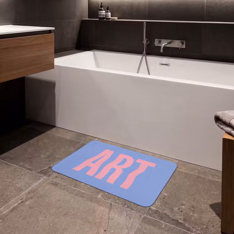 Art - Roze - Blauw Badmat klein -sfeer3