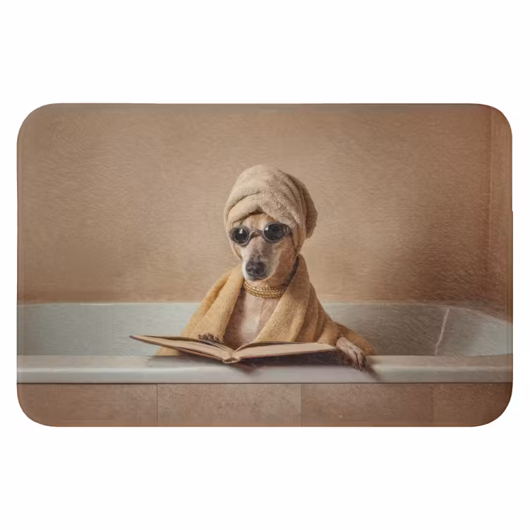 Bad - Hond - Boek - Zonnebril Badmat klein -3d
