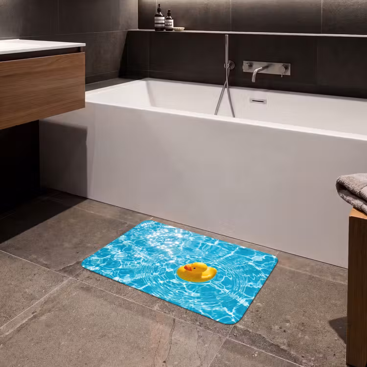 Badeend - Dobberen - Blauw Badmat klein -sfeer3