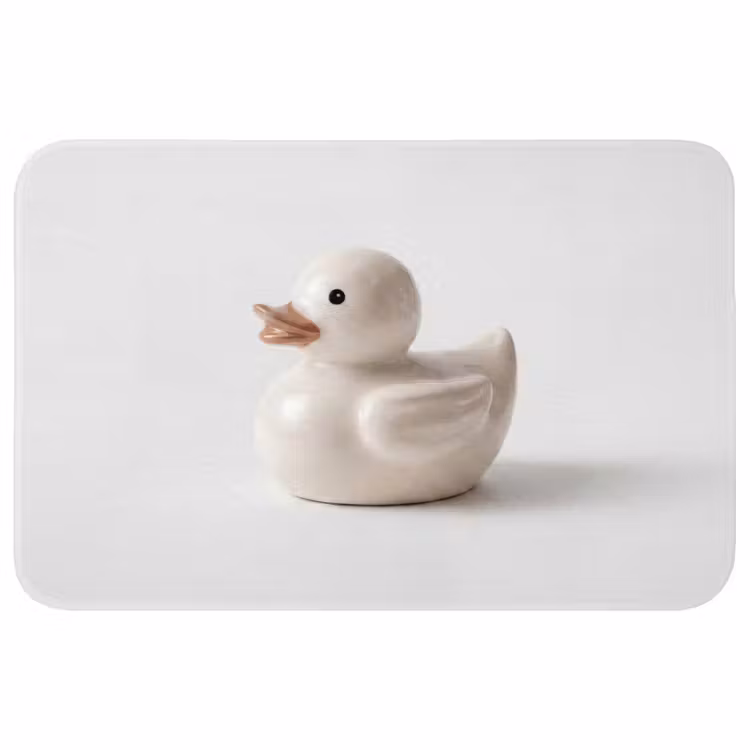 Badeend - Minimalistisch - Wit Badmat klein -3d
