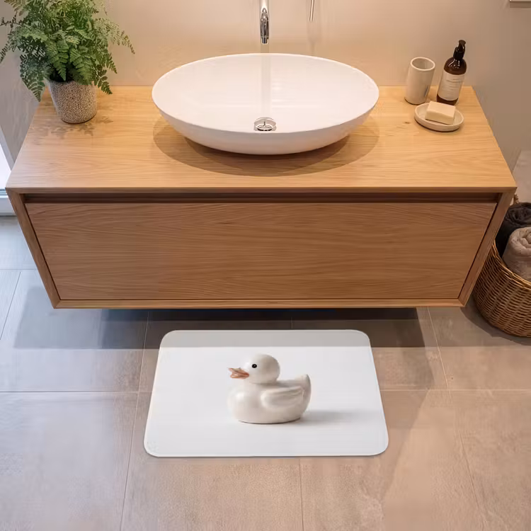 Badeend - Minimalistisch - Wit Badmat klein -sfeer1