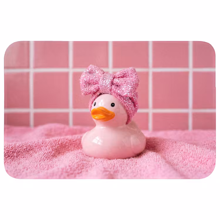 Badeend -Strik - Roze Badmat klein -3d