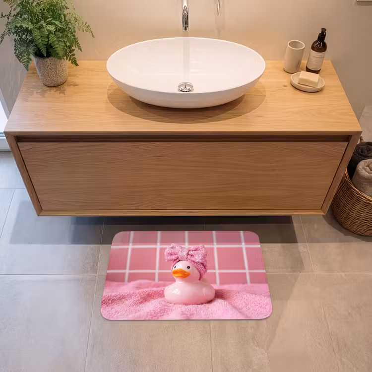 Badeend -Strik - Roze Badmat klein -sfeer1