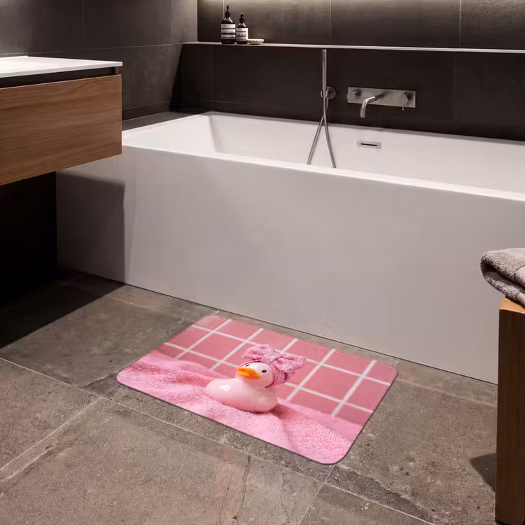 Badeend -Strik - Roze Badmat klein -sfeer3