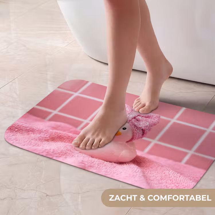Badeend -Strik - Roze Badmat klein -USP_ZachtNL