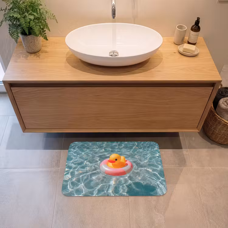 Badeend - Zwemband - Geel Badmat klein -sfeer1