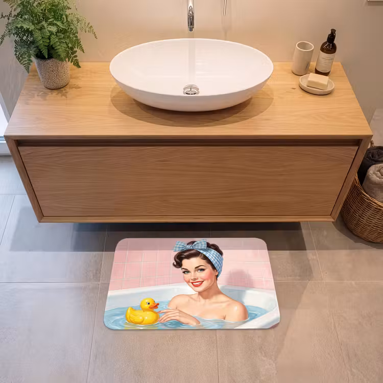 Badkamer - Eend - Blauw Badmat klein -sfeer1