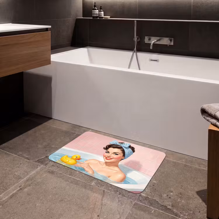 Badkamer - Eend - Blauw Badmat klein -sfeer3