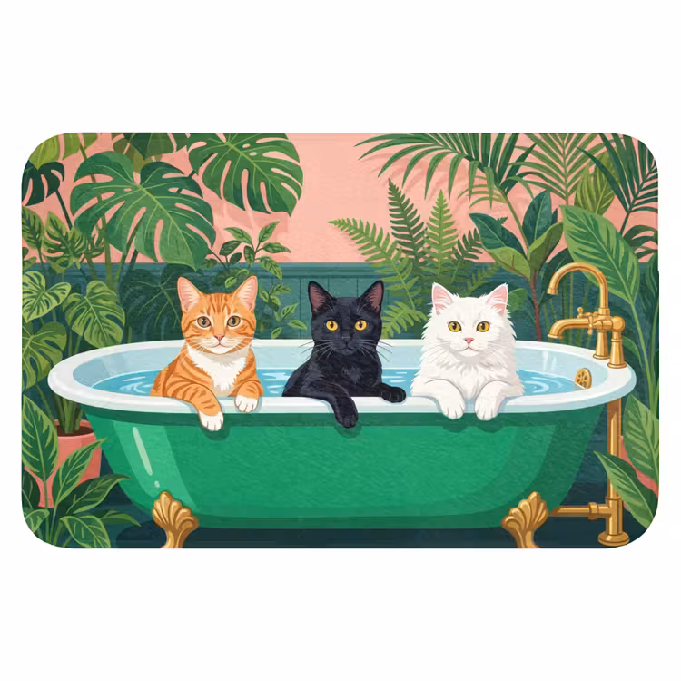 Badkamer - Kattenparade - Kleurrijk Badmat klein -3d