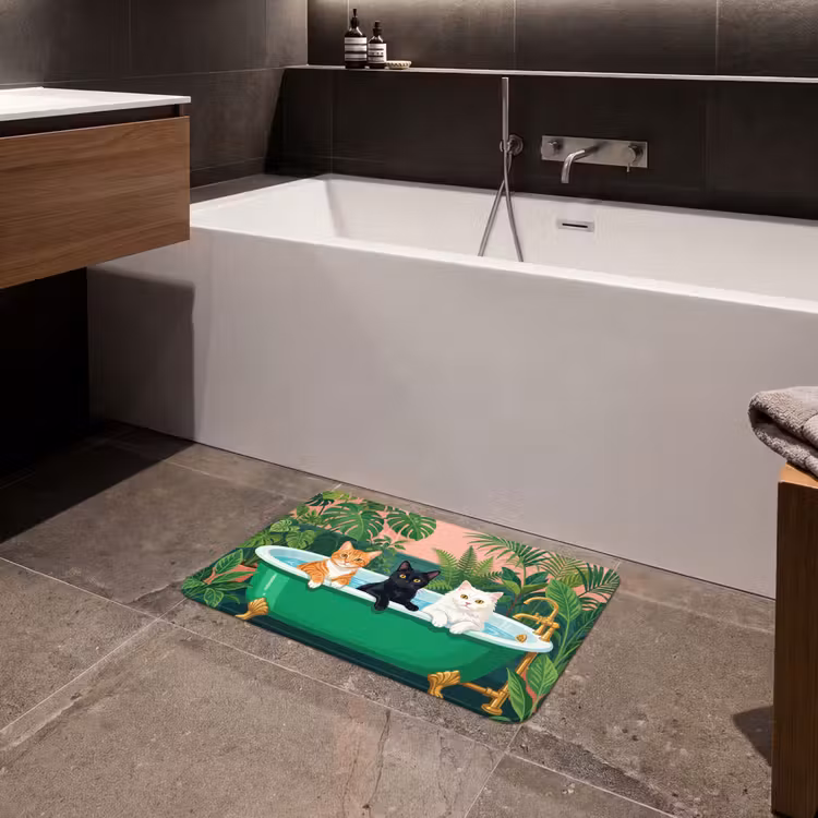 Badkamer - Kattenparade - Kleurrijk Badmat klein -sfeer3