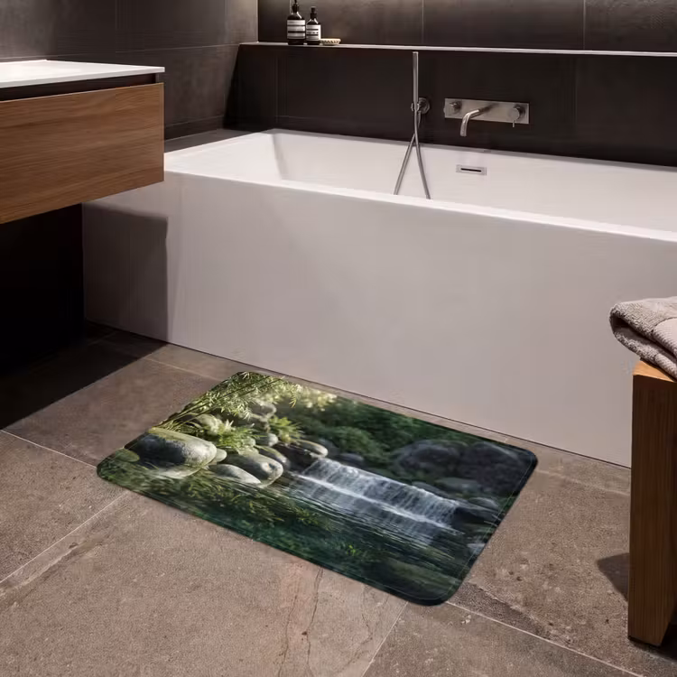 Beek - Waterval - Natuur - Groen Badmat klein -sfeer3