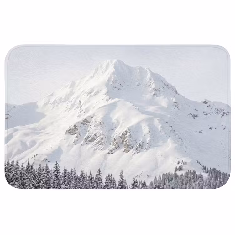 Berg - Sneeuw - Winter - Natuur - Wit Badmat klein -3d