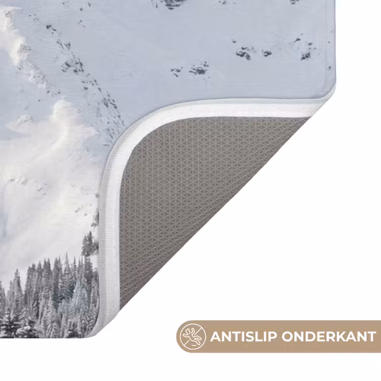 Berg - Sneeuw - Winter - Natuur - Wit Badmat klein -USP_AntislipNL