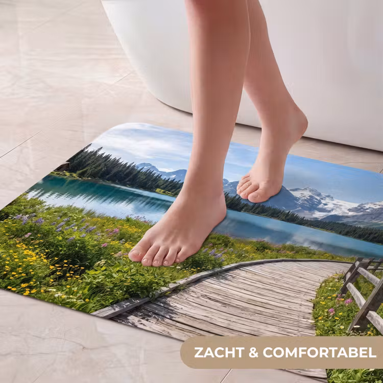Bergen - Meer - Landschap - Blauw Badmat klein -USP_ZachtNL