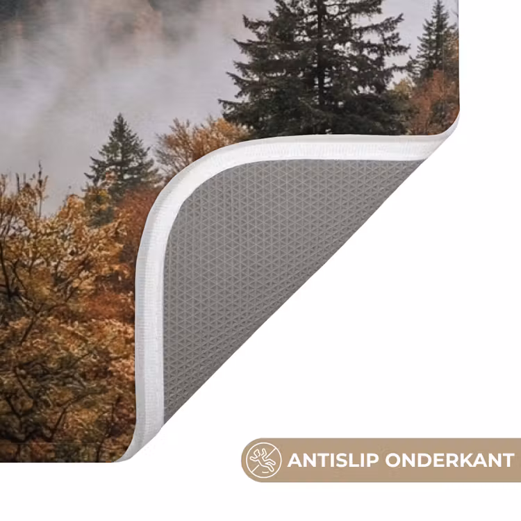 Bergen - Vallei - Mist - Herfst - Natuur Badmat klein -USP_AntislipNL