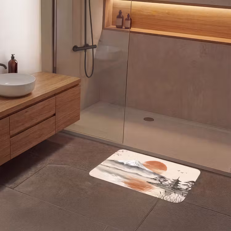 Bergtop - Meer - Bloesem Badmat klein -sfeer2
