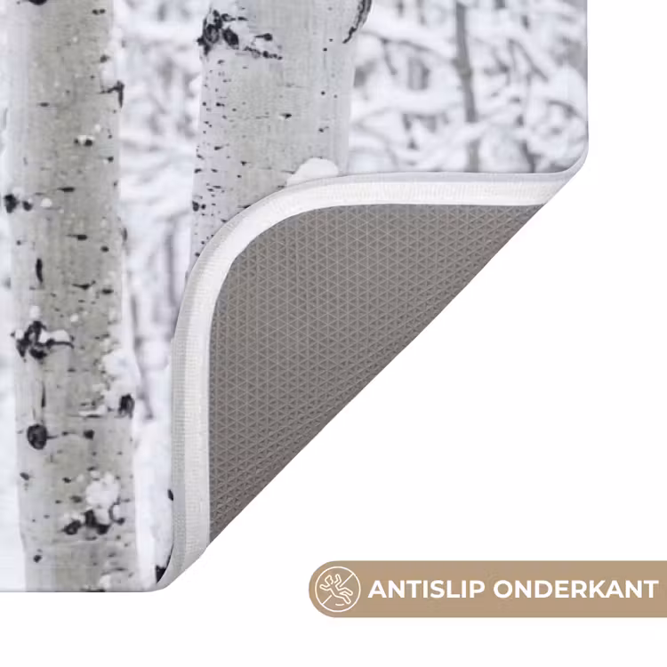 Berkenbomen - Sneeuw - Winter - Bos - Wit Badmat middel -USP_AntislipNL