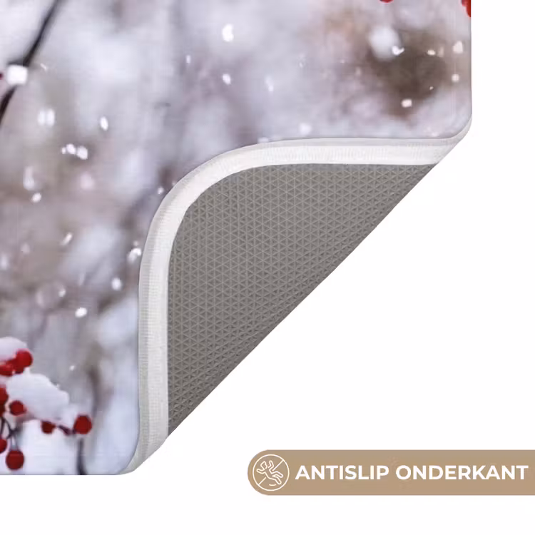 Bessen - Takken - Sneeuw - Winter - Kleurrijk Badmat middel -USP_AntislipNL