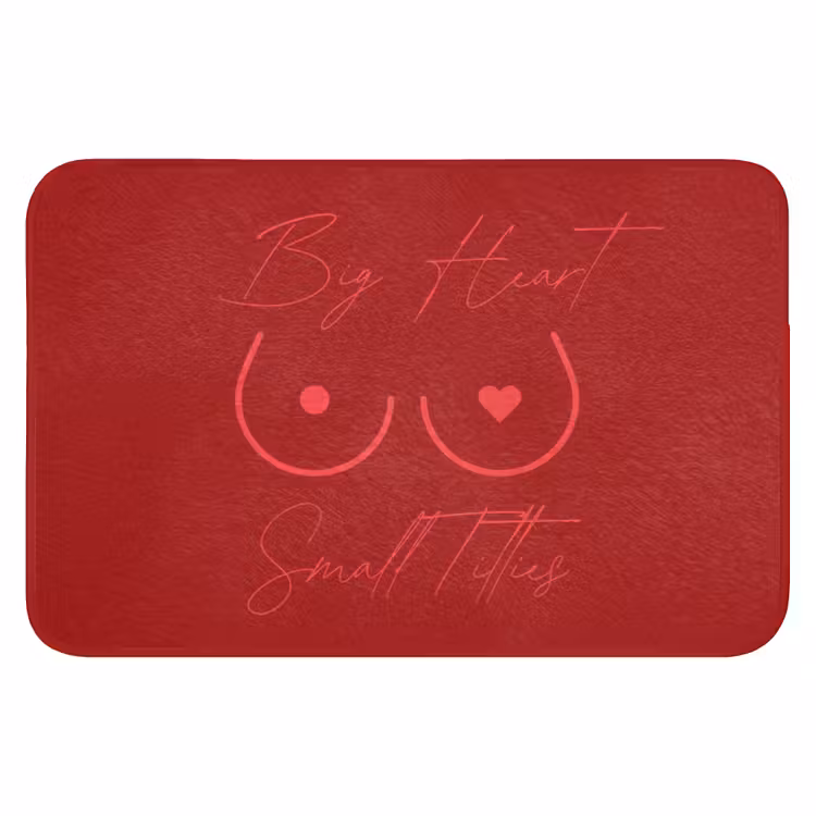 big heart small titties - Hart - Rood Badmat klein -3d