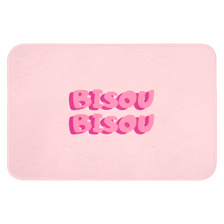 Bisou - Roze - Dikke letters Badmat klein -3d