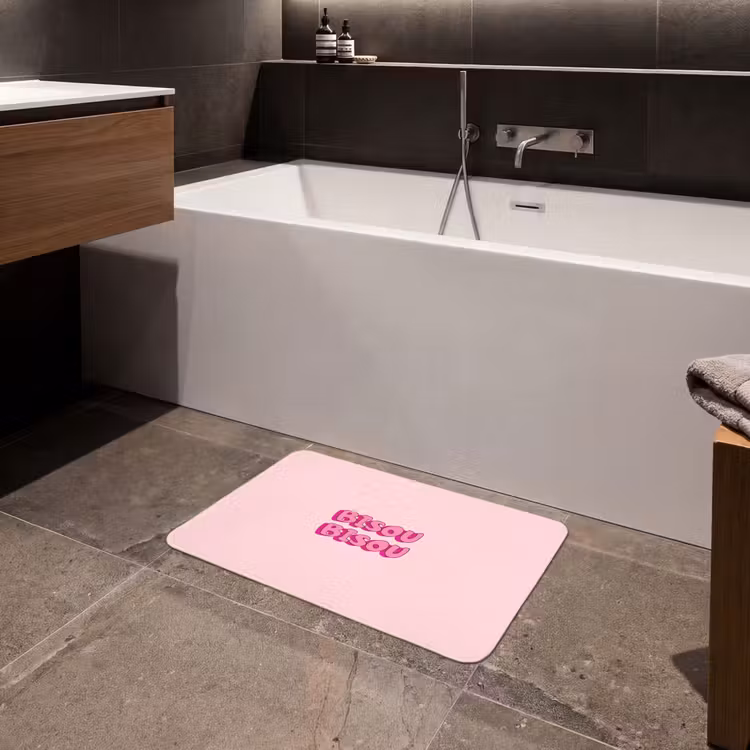 Bisou - Roze - Schaduw Badmat klein -sfeer3