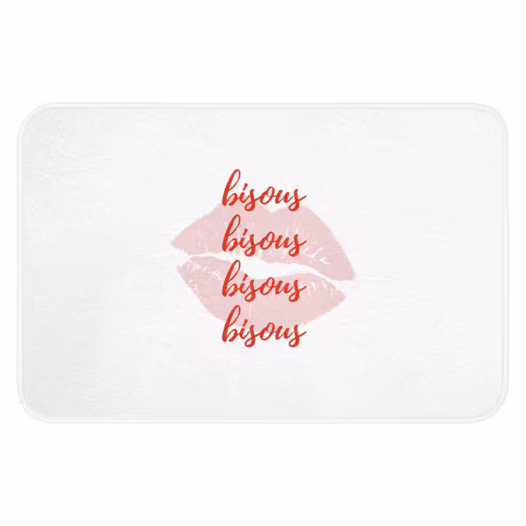 Bisous - Lip - Wit - Rood Badmat klein -3d