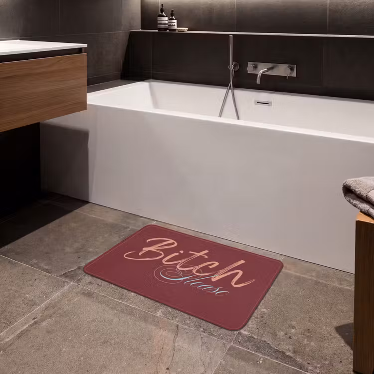 Bitch please - Rood - Blauw Badmat klein -sfeer3