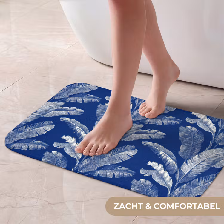 Blad - Palm - Blauw Badmat klein 997 -USP_ZachtNL