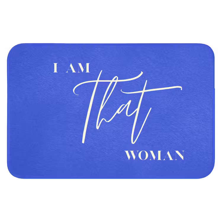 Blauw - I am that woman - Sierlijk - Minimalistisch Badmat klein -3d