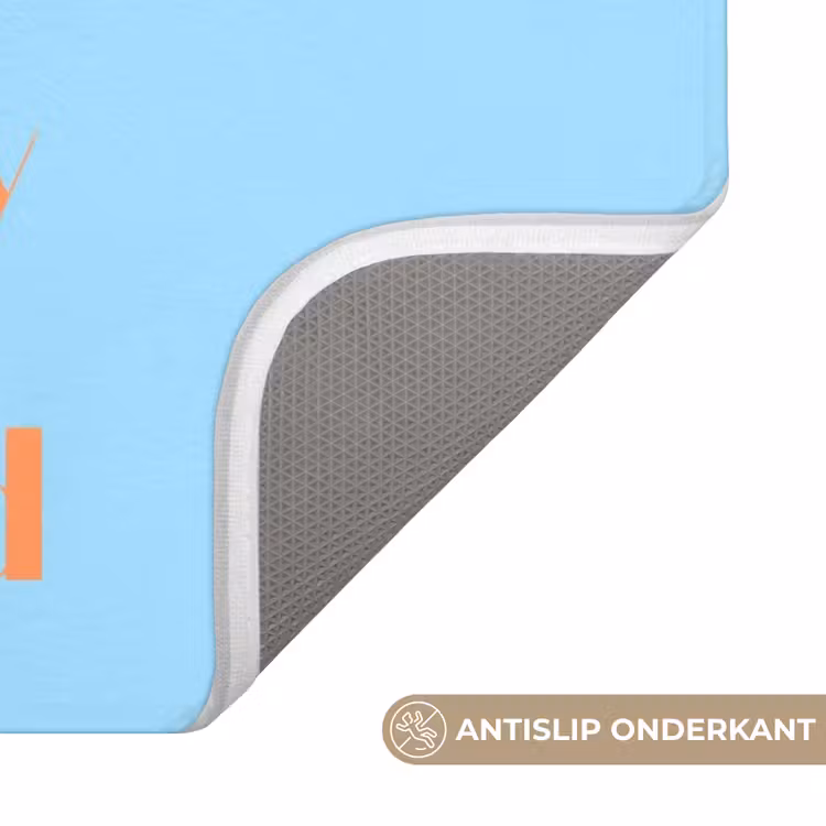 Blauw - Oranje - Just want to be happy & naked Badmat klein -USP_AntislipNL