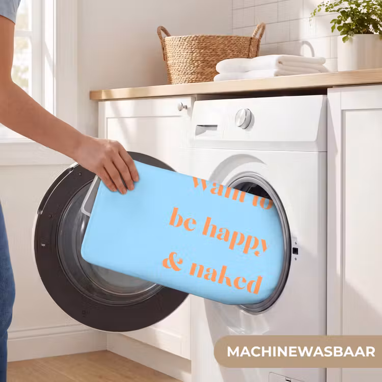 Blauw - Oranje - Just want to be happy & naked Badmat klein -USP_WasbaarNL