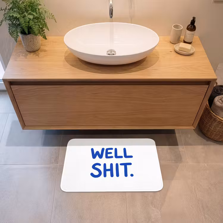 Blauw - Quote - Wit Badmat klein -sfeer1