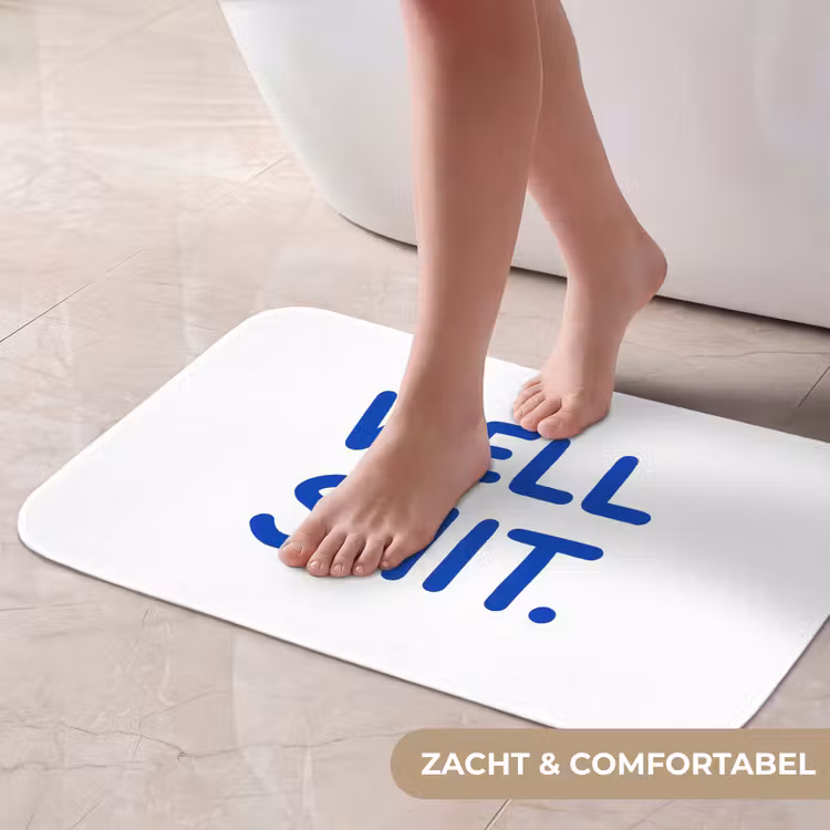 Blauw - Quote - Wit Badmat klein -USP_ZachtNL
