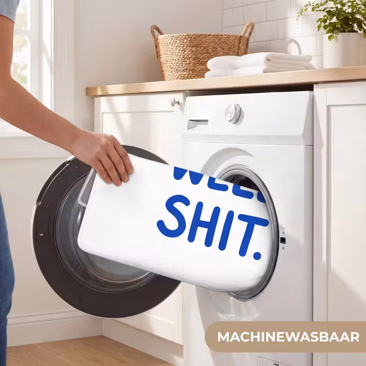 Blauw - Quote - Wit Badmat klein -USP_WasbaarNL