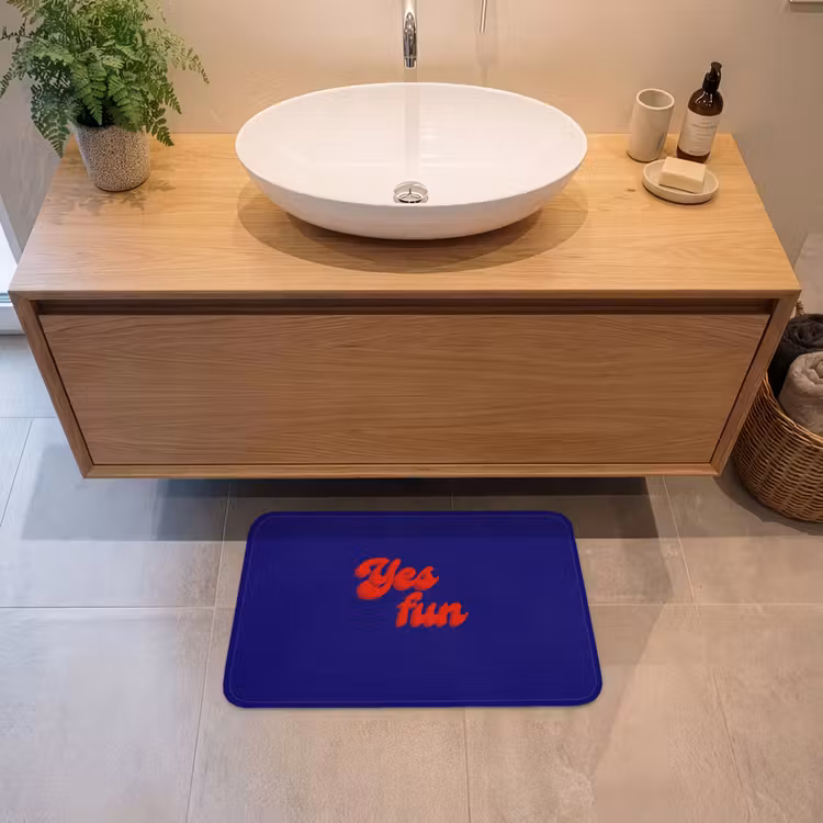 Blauw - Rood - Yes fun - 3D Badmat klein -sfeer1