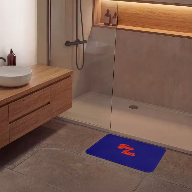 Blauw - Rood - Yes fun - 3D Badmat klein -sfeer2