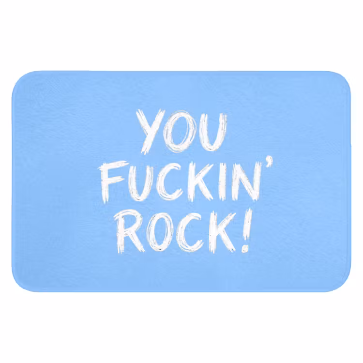 Blauw - Wit - You fuckin rock Badmat klein -3d