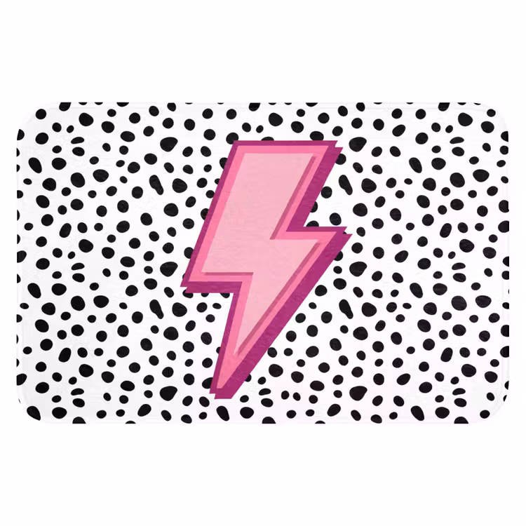 Bliksem - Roze - Stippen Badmat klein -3d