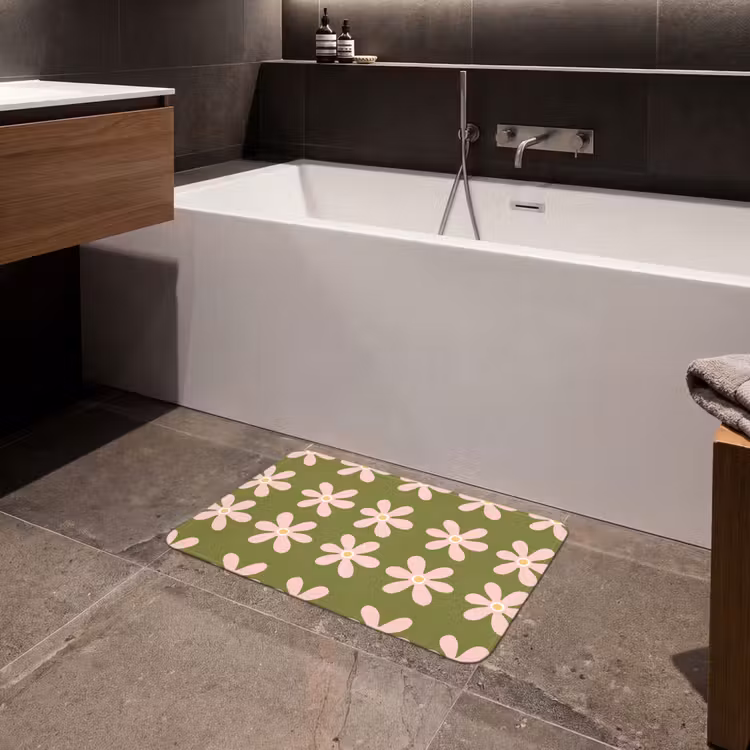 Bloem - Modern - Groen Badmat klein 997 -sfeer3