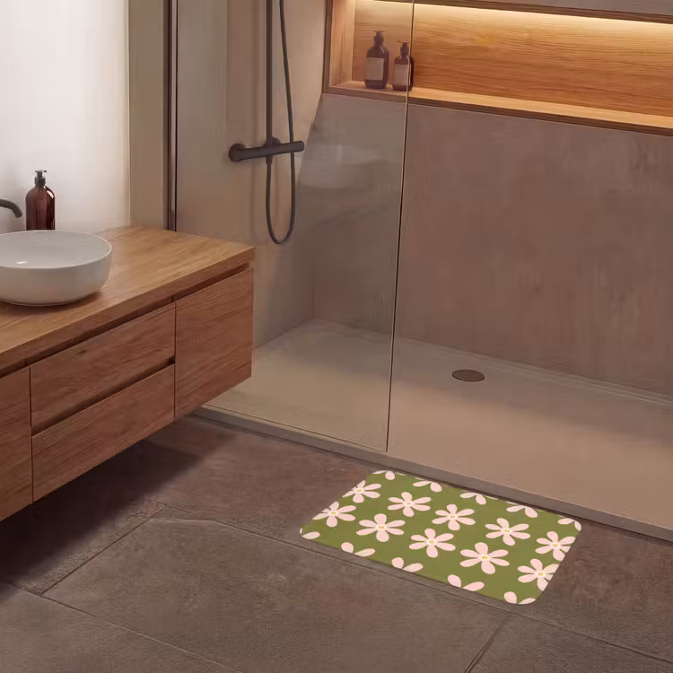 Bloem - Modern - Groen Badmat klein 997 -sfeer2