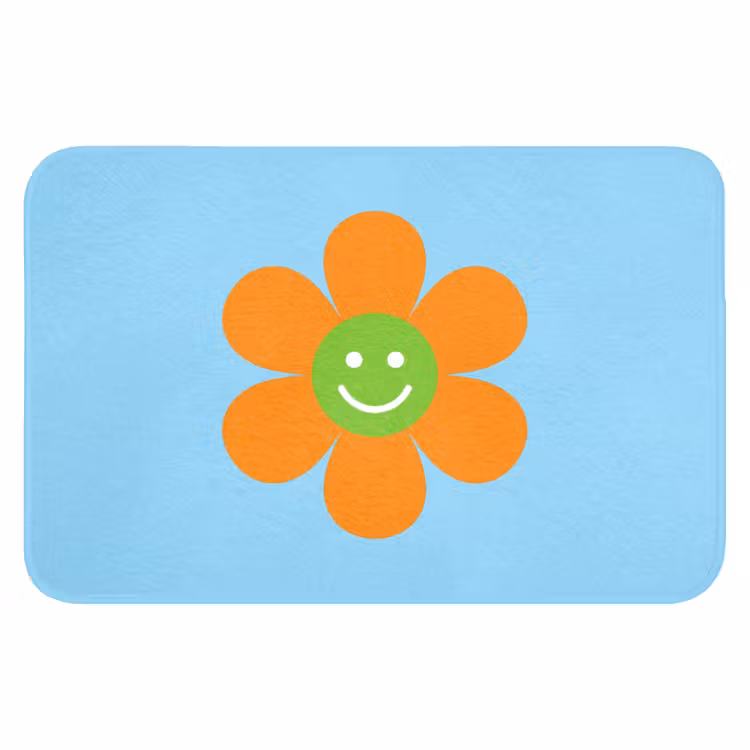 Bloem - Smiley - Kleurrijk Badmat klein -3d